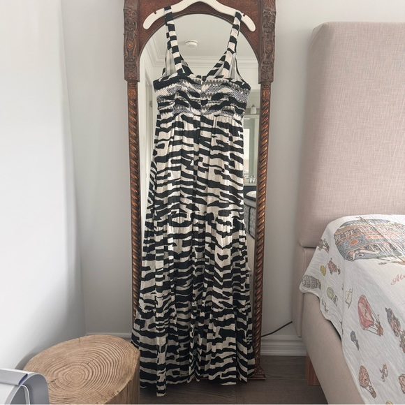 Anthropologie L Hope For Flowers Modern Zebra Print Linen Maxi Dress NWT organic - Picture 6 of 14